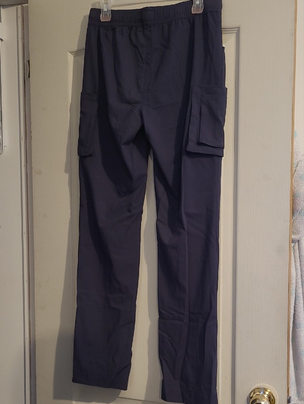 Women's Navy Cargo Jogger Scrub Pants with Drawstring Waist - Picture 2 of 3